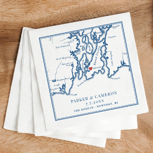 Guardanapo De Papel O Mapa do Casamento Bohlin Newport RI
