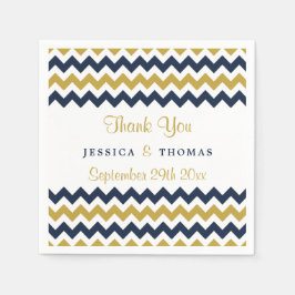 Guardanapo De Papel O Marinho da Coleção de Casamentos Moderno Chevron