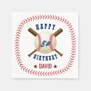 Guardanapo De Papel O menino do basebol do feliz aniversario ostenta o