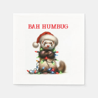 Guardanapo De Papel O Mischefe Ferret de Natal nas Luzes de Natal