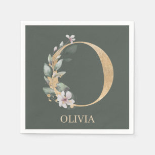Guardanapo De Papel O Monograma Floral Personalizado Napkins