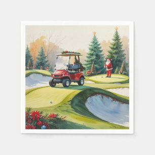 Guardanapo De Papel O Natal do Golf foi temido com carrinho de golfe e
