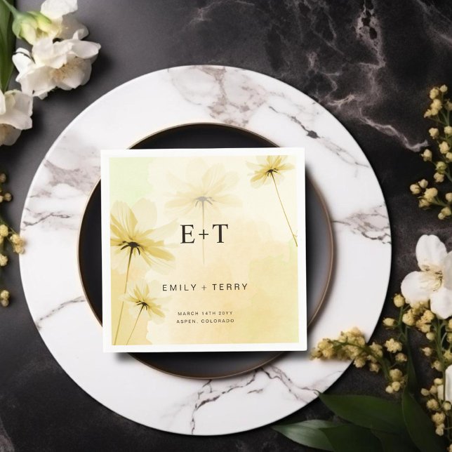 Guardanapo De Papel O Ouro Hour Grace e Monograma Floral Weding (Criador carregado)