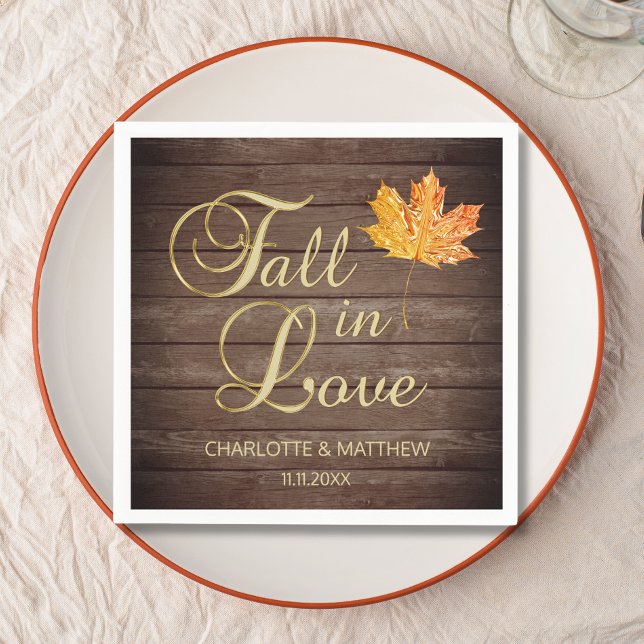 Guardanapo De Papel O outono elegante no casamento entre a Rússia e a  (Elegant Autumn Fall in Love Rustic Country Wedding Napkins)