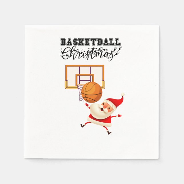 Guardanapo De Papel O Papai Noel de Basquete está jogando no Natal (Frente)