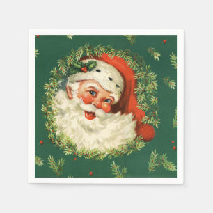 Guardanapo De Papel O papai noel e o pinho do vintage envolvem o