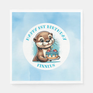 Guardanapo De Papel O Primeiro Aniversário do Otter Themed Boy persona