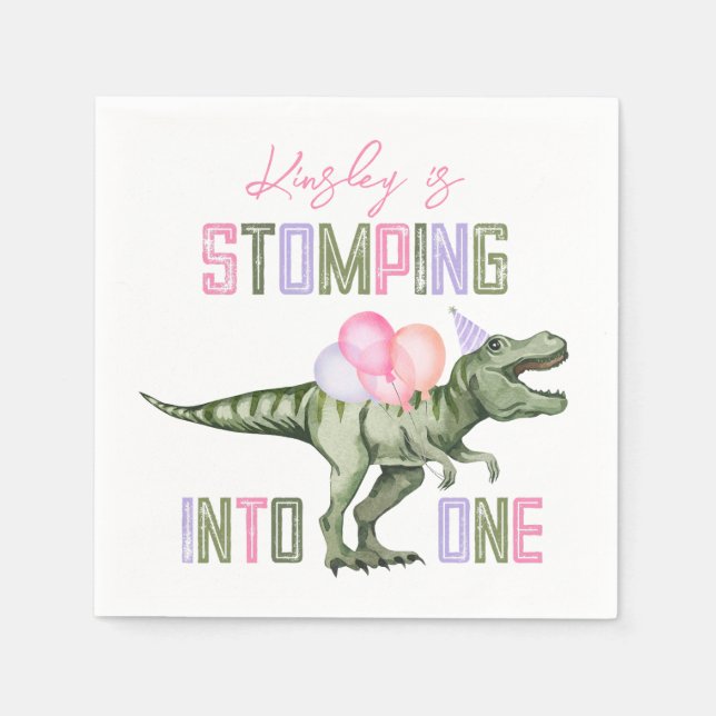 Guardanapo De Papel O Primeiro Papel de Aniversário do Dinossauro da G (Frente)