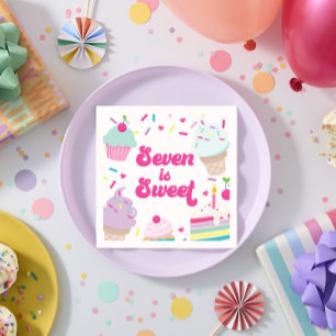 Guardanapo De Papel O sorvete e o Bolo Sete é o 7 Doce Aniversário