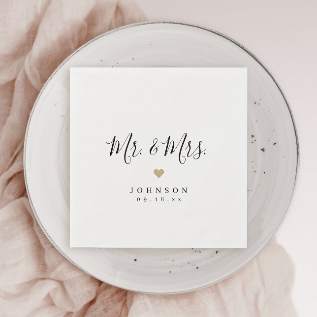 Guardanapo De Papel O Sr. e a Sra. Simples e elegante casamento (Mr and Mrs simple elegant script wedding Napkins)
