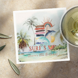 Guardanapo De Papel O Surf Está Acima | Aniversário de Verão Retro de