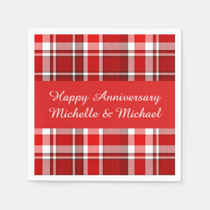 Guardanapo De Papel O Tartan branco vermelho da xadrez adiciona seu