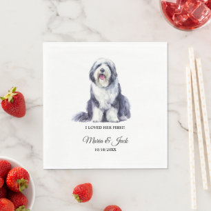 Guardanapo De Papel O velho pastor de inglês Casou Napkins com Phot