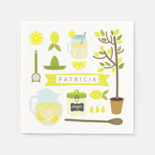 Guardanapo De Papel O vintage inspirou o teste padrão da limonada