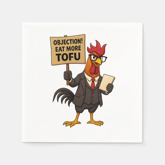 Guardanapo De Papel Objection! Eat More Tofu – Rooster Lawyer Protest  (Frente)