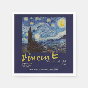 Guardanapo De Papel Obra-Prima Vintage Azul Noite Estrelada de Van Gog
