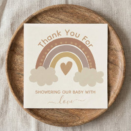 Guardanapo De Papel obrigado chá de fraldas castanho arco-íris