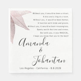 Guardanapo De Papel Obrigado de Casamento, Poema Floral Preto