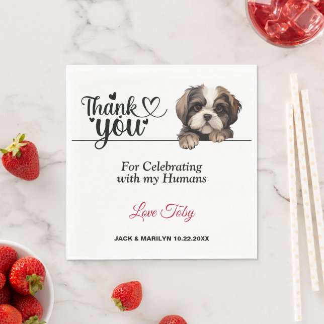 Guardanapo De Papel Obrigado no Casamento do Shih Tzu (Insitu)