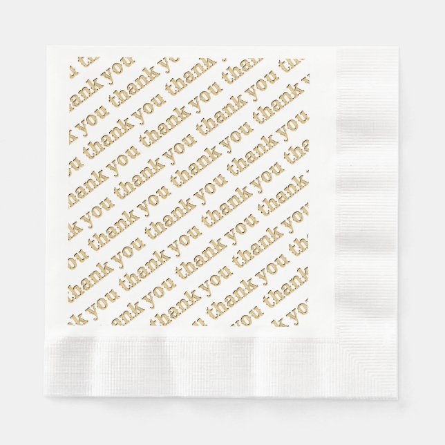 Guardanapo De Papel Obrigado Papel Napkins Dourado (Frente)