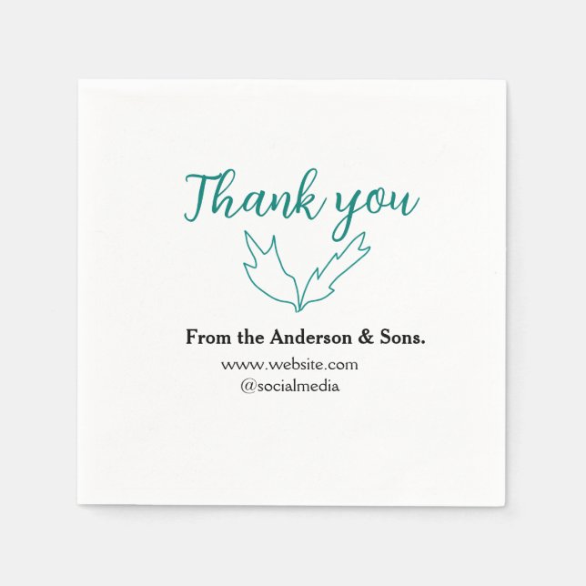 Guardanapo De Papel Obrigado pelo nome da sua empresa do site do Order (Frente)