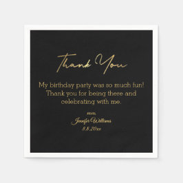 Guardanapo De Papel obrigado seu feliz ouro negro de aniversário.