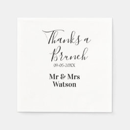 Guardanapo De Papel Obrigado um brunch pós-casamento nome data simples