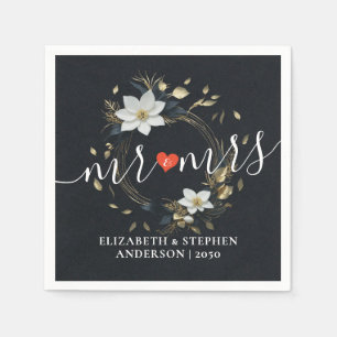 Guardanapo De Papel Obrigados de Amor Dourado Floral Fúria Negra