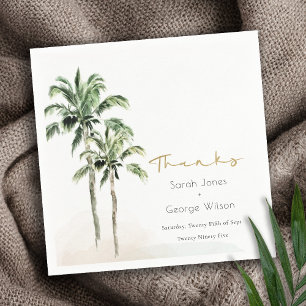 Guardanapo De Papel Obrigados de Casamento com Aquarela de Palma de Pr