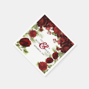 Guardanapo De Papel Obscuridade botânica - casamento floral vermelho
