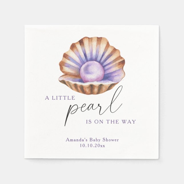 Guardanapo De Papel Ocean Little Pearl Under The Sea Baby Shower (Frente)