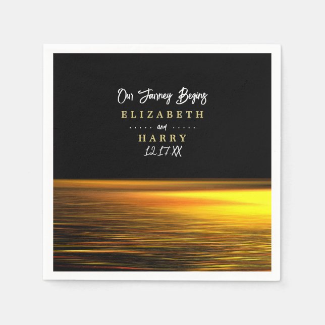 Guardanapo De Papel Oceano ouro, Casamento Elegante de Praia (Frente)