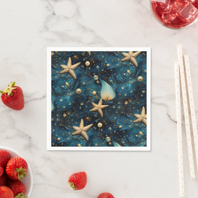Guardanapo De Papel Oceano Starfish - Papel Padrão Napkins (Insitu)
