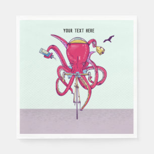 Guardanapo De Papel Octopus Andando de bicicleta