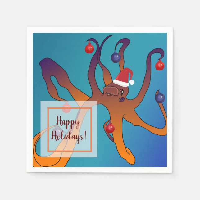 Guardanapo De Papel Octopus Art Felry Christmas (Frente)