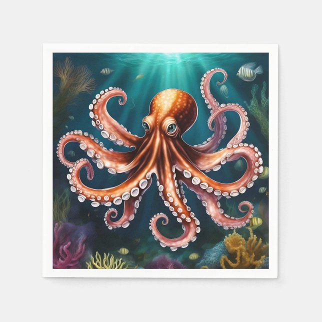 Guardanapo De Papel Octopus Art Underwater (Frente)
