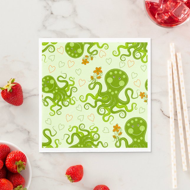 Guardanapo De Papel Octopus Verde (Criador carregado)