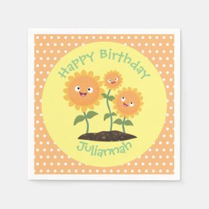 Guardanapo De Papel Óculos bonitos girassóis felizes sorrindo ilustr