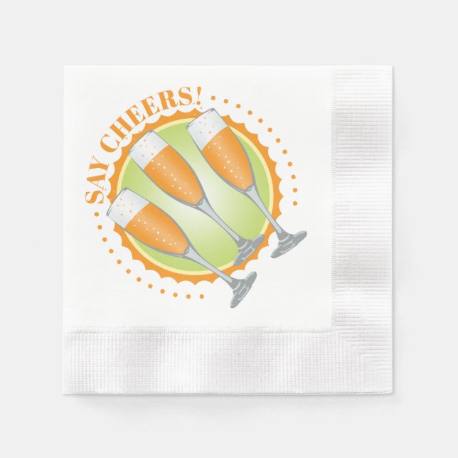 Guardanapo De Papel Óculos de Champanhe Laranja Mimosa (Frente)