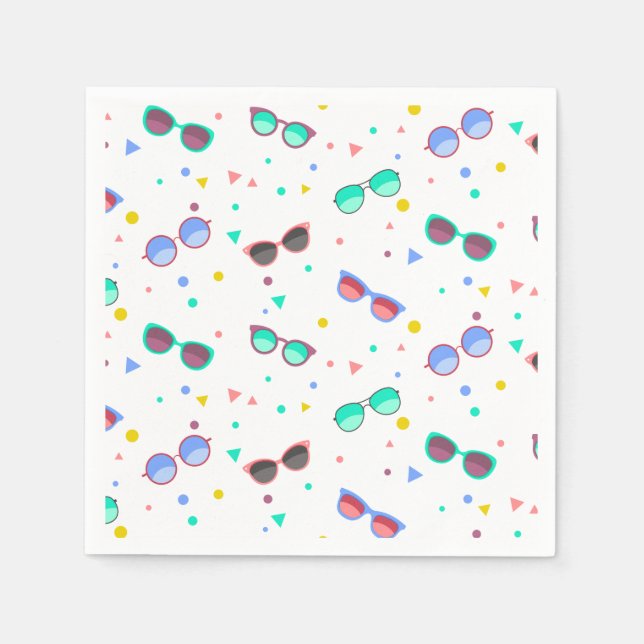 Guardanapo De Papel Óculos de sol coloridos no verão (Frente)