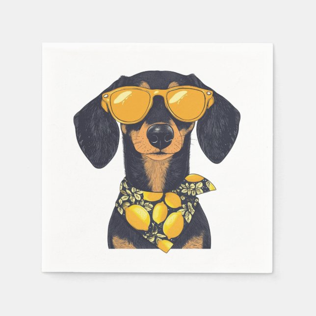 Guardanapo De Papel Óculos de Sol de Cachorro Dachshund Resfriados com (Frente)