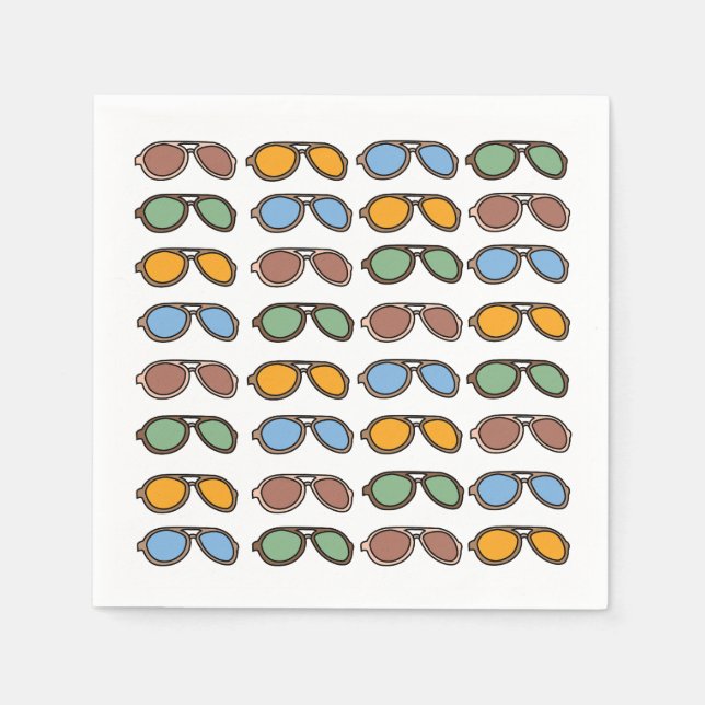Guardanapo De Papel Óculos de sol Festa de Piscina de óculos de verão  (Frente)
