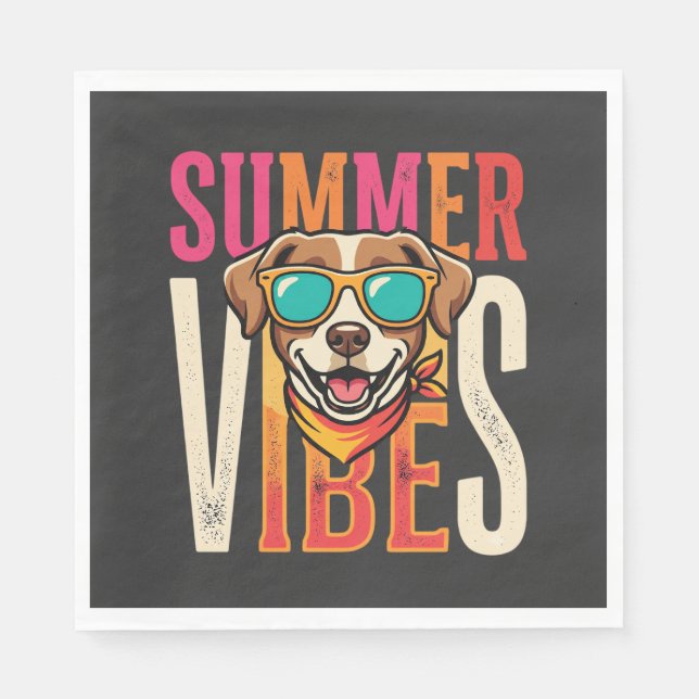 Guardanapo De Papel Óculos de Sol para Cachorro Vibrações de Verão (Frente)
