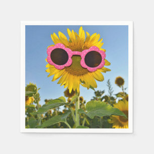 Guardanapo De Papel óculos escuros com girassol amarelo