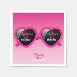 Guardanapo De Papel Óculos Sunitas de Coração Rosa Quente Aniversário