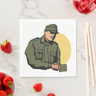Guardanapo De Papel Oficial Militar Soldado do Exército Retro