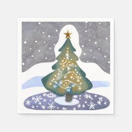 Guardanapo De Papel Oh Árvore de Natal | Pintura de Inverno em Aquarel