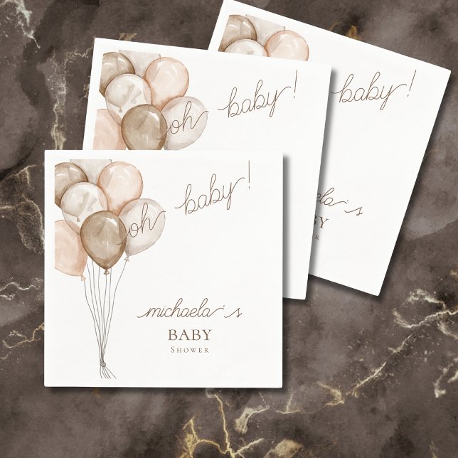 Guardanapo De Papel Oh Baby Balloons Boho Chá de fraldas (Criador carregado)