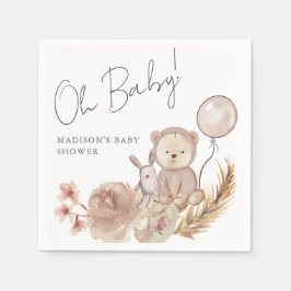 Guardanapo De Papel Oh Baby Boho Botânico com Chá de fraldas de Urso D