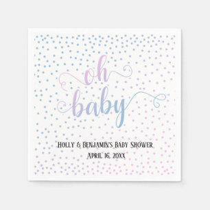 Guardanapo De Papel "Oh Baby!" Confetes Rosa e Azul, Nomes e Data